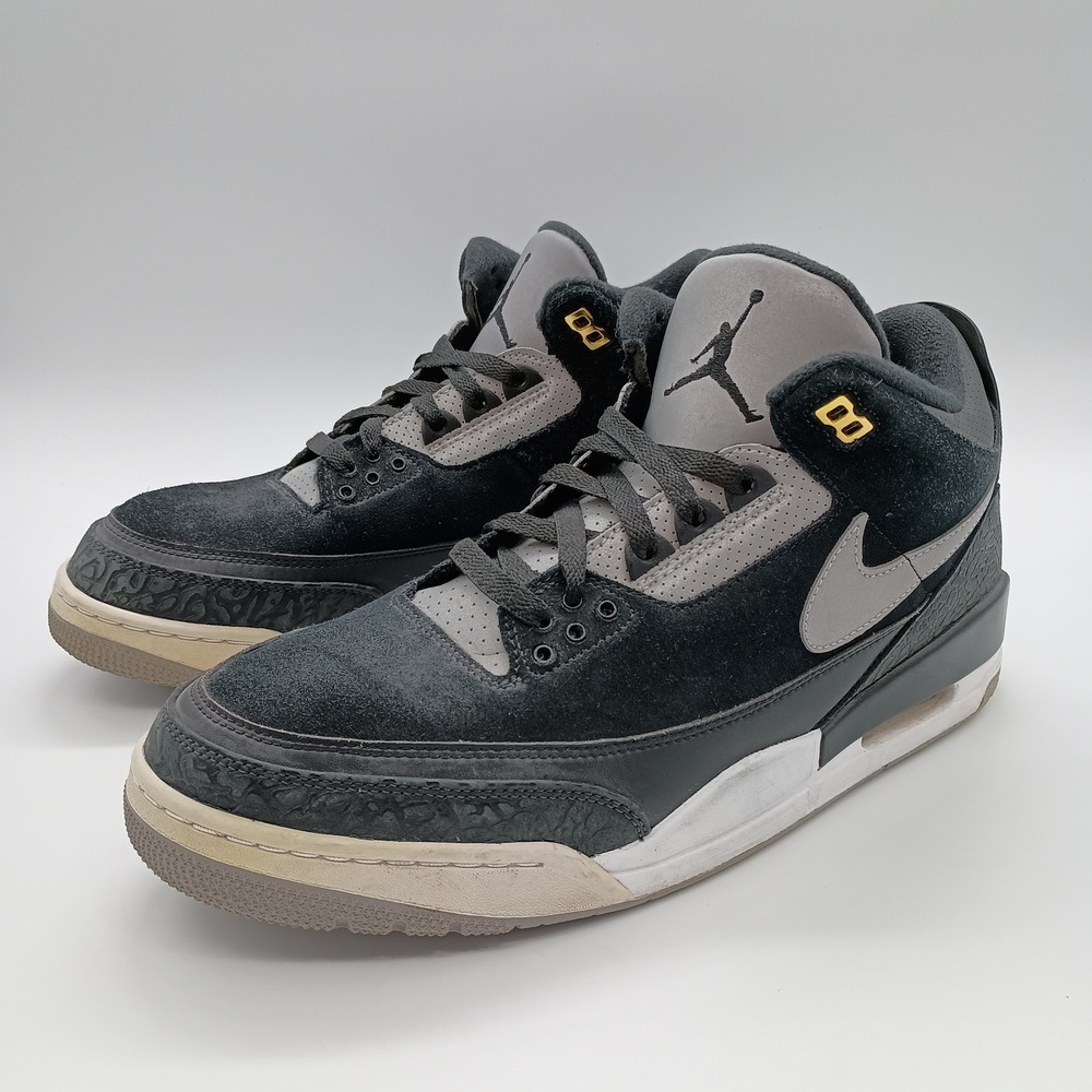 Air Jordan 3 Retro Tinker Black Cement Mens 12 Black Gray Gold Sneakers